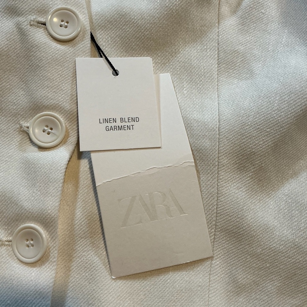ZARA Linen Ivory Front Button Vest Size XL NWT - Picture 5 of 11